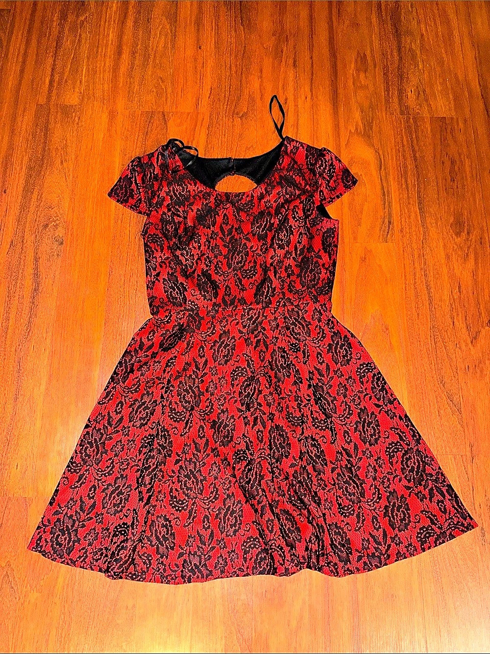 Enfocus Studio Red & Black Floral Mini Dress Size 10 Like New